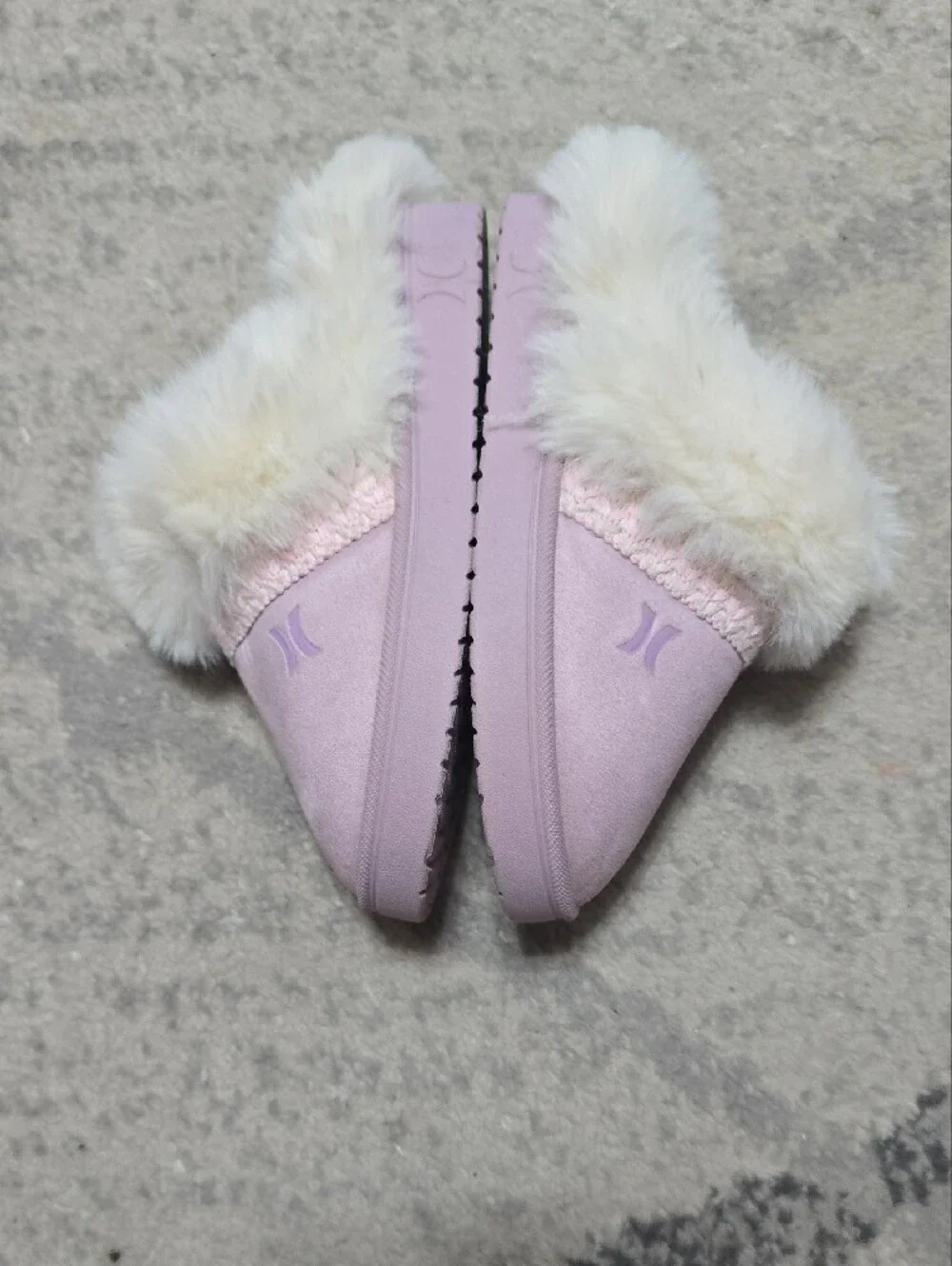 Hurley Pink Faux-Fur Lined Kids Slip-On Clog Rubber Soled Slippers Sz 1